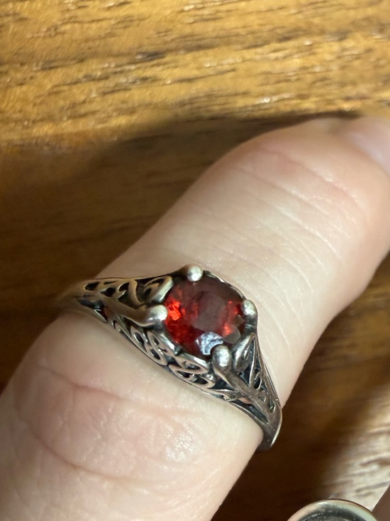 Vintage Jewelry - Vintage Silver Ring with Deep Red Garnet